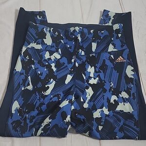 ADIDAS Blue Pattern size Medium Womens Leggings with Side Pockets